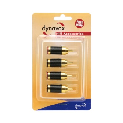 Dynavox Cinchstecker Carbon 4er-Set vergoldet High End RCA für Kabel bis 6,9mm