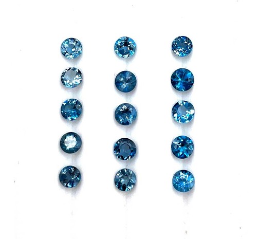 Natural London Blue Topaz Round Cut Loose Gemstone Lot 37 Pcs 3 MM 5 CT - Picture 4 of 6