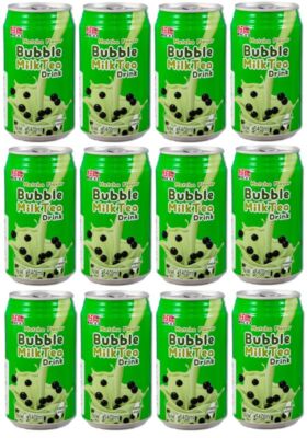 12er Pack- RICO Bubble Milk Tea Getränk Matcha Flavor 12x340ml mit Tapiokaperlen