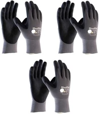 3 Pairs Set Pack MaxiFlex ATG 34-874 Gloves Nitrile Micro-Foam Grip Palm &...