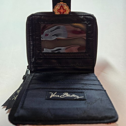 Vera Bradley Wallet Black Multi Color Credit Card Pockets Snap & Zip Closure - Picture 4 of 9