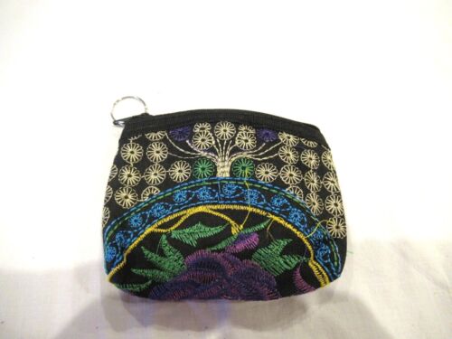 Embroidered tree of life cosmetic bag / ID case - Afbeelding 1 van 5