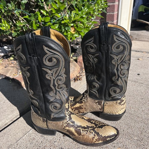 Nocona Vintage Snakeskin Western Cowboy Boots Mens 11.5 D Made In USA!