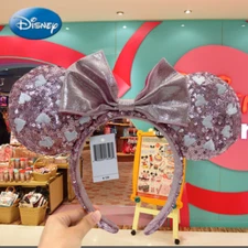 Disney- Pink Bow Sequin Kids Adults Women Minnie Mouse Ears Headband Gift Party