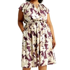 size 1X Ankle Length 100% Cotton Knit Chaps Floral Boho Peasant Pocket Dress