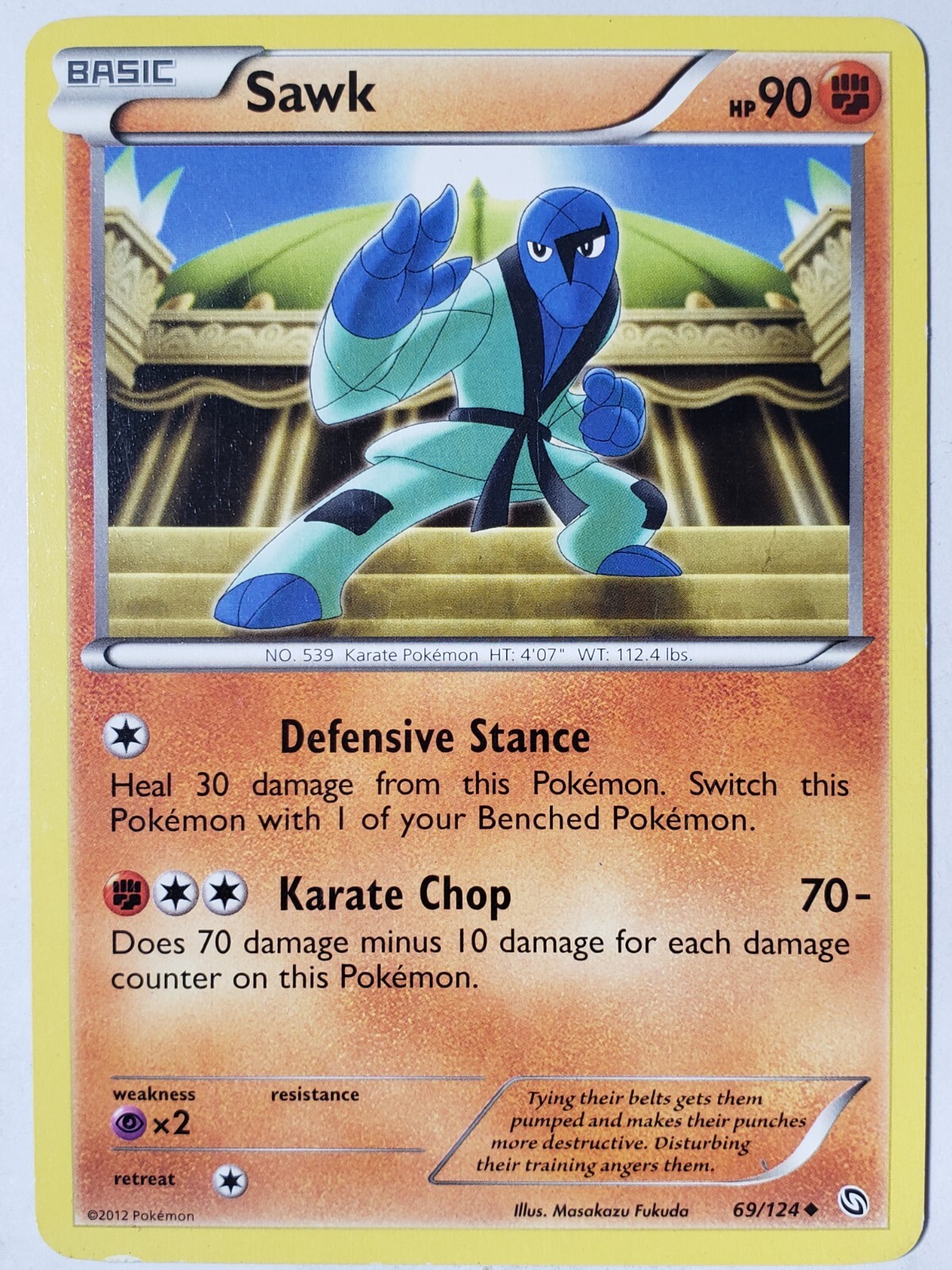 Sawk 69/124 LP - Dragons Exalted Pokemon Card - Masakazu Fukuda Art