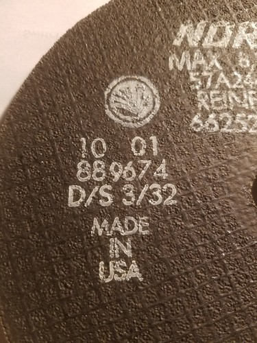 CutOff Wheel,57A244-TB25N,7"x.093"x5/8" NORTON 66252922688 Made in USA - Picture 2 of 3