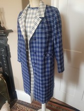 Vintage Julius London Blue And Cream Check Wool Dress And Coat Set