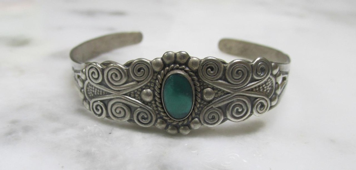 Silver Arrow Fred Harvey Turquoise Sterling Silver Cuff Bracelet 