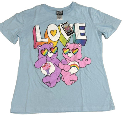 CARE BEARS WOMENS BEAR T-SHIRT TOP  ''LOVE'' HEARTS Size Medium