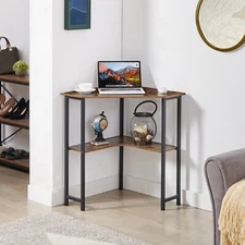 VECELO Corner Desk Computer Desk with Storage Shelves Triangle Writing End Table