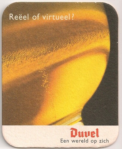 Duvel, Belgien - alter Bierdeckel/Coaster "Reëel of virtueel?" - Zdjęcie 1 z 1