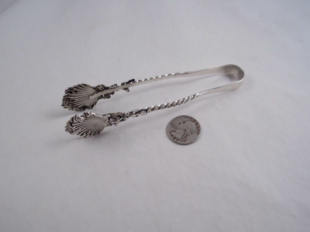 SHIEBLER STERLING SILVER OYSTER TONGS APPLIED SEASHELLS SEAWEED eBay