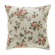 Pink Roses On Ivory With Polyester Insert Pillow