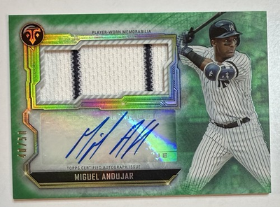#ad #ad Miguel Andujar 2020 Topps Triple Threads Jumbo Emerald Relic Auto #d 40 50 $21.50