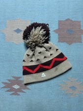 Vintage 70s pure wool knit beanie pom Gerry Aztec geometric adult OSFA