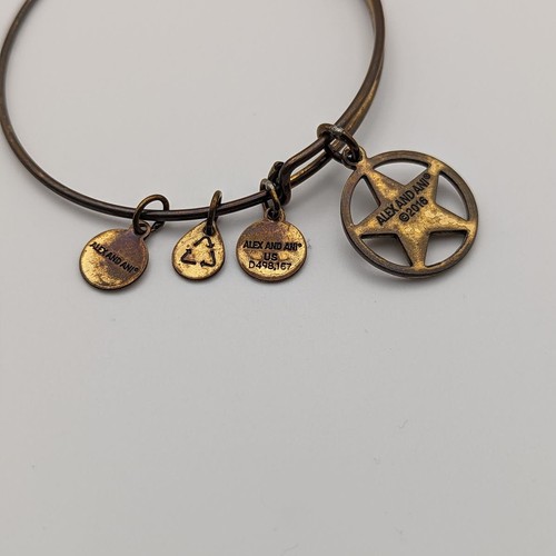 Alex and Ani Star of Strength Bracelet Bangle Charm Gold Adjustable - Picture 5 of 5