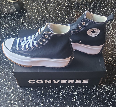 Converse Run Star Hike Hi Black/White/Gum Platform High Top Sneakers 166800C