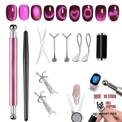 10 Pcs Cat Eye Magnet Nail Art Tool, 3-in-1 10 Pcs-Cat Eye Magnet Set
