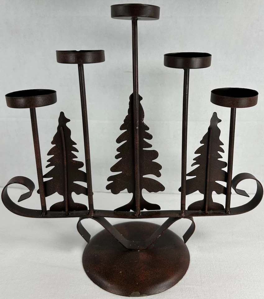 餐烛烛烛台锻铁金属支架烛台树乡村小屋 — 第 3/4 张图片