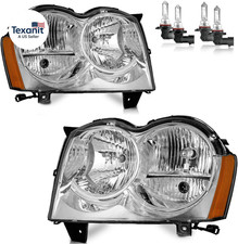 Headlights Assembly for 2005 2006 2007 Jeep Grand Cherokee 4Dr Halogen Headlamp