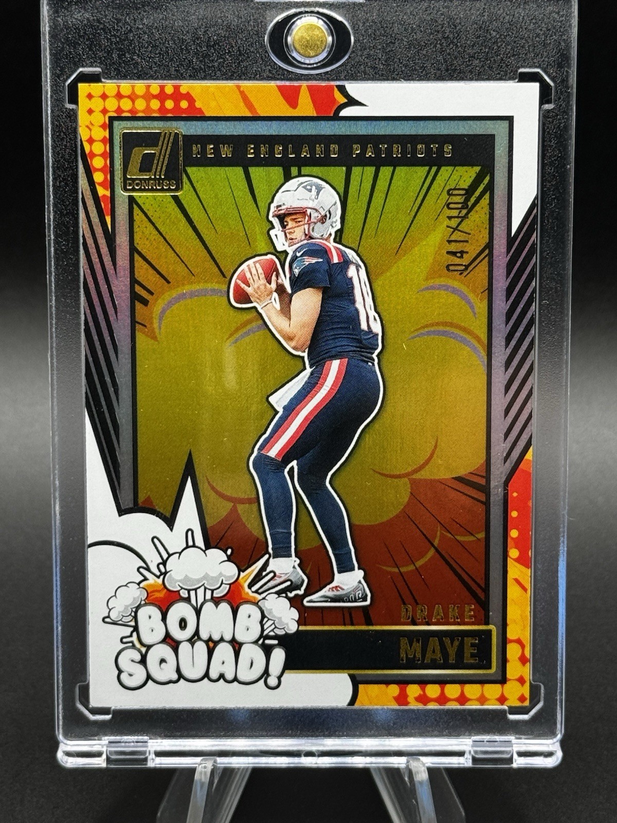Drake Maye 2024 Panini Donruss #28 Bomb Squad Rookie /100 Patriots
