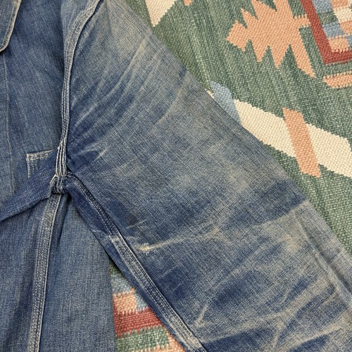 Vintage 40s Big Mac Safe T Flap Faded Denim Chore Coat Jacket Sanforized 42 - Imagen 10 de 18