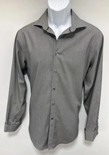 Calvin Klein Mens non iron slim fit LS button down shirt gray L Cuff Links