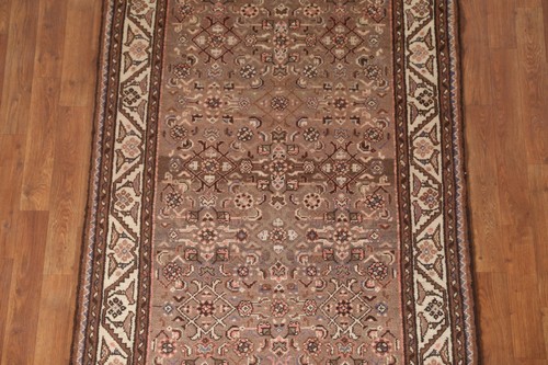 Geometrisch Braun Wolle Läufer Teppich 4x10 Handgeknüpft Vintage Traditionell Nomadenteppich - Bild 5 von 21