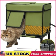 Heated Outdoor Cat House Waterproof Insulated Windproof Shelter Feral Pets New