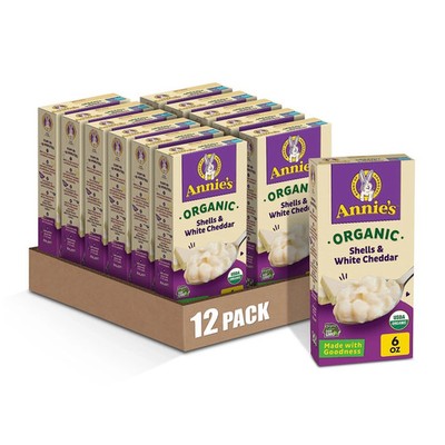 Annie's Organic Shells and White Cheddar, Made with Real Cheese, 6 oz Pack of 12