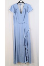River Island Womens Blue Wrap Maxi Fress Ruffle Detail Size M r1476