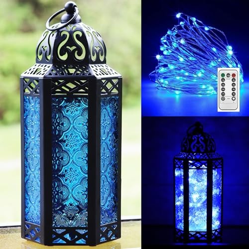 Metal Moroccan Decorative LED Fairy Lights Candle Lantern Holders for Indoor - Afbeelding 2 van 7