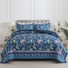 HoneiLife Queen Quilt Bedding Sets - Floral Quilt Bedding Sets 3-Piece 90x96,...
