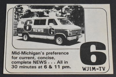1981 Print Ad WJIM TV 6 News Mid Michigan Current Concise 6 & 11 30 Minutes Art