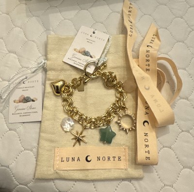 Luna Norte Charm Bracelet Silver Heart Star Flower Gemstones Toggle NEW