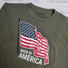 American Giant Shirt Mens XL Green Made In America USA Flag Short Sleeve Tee