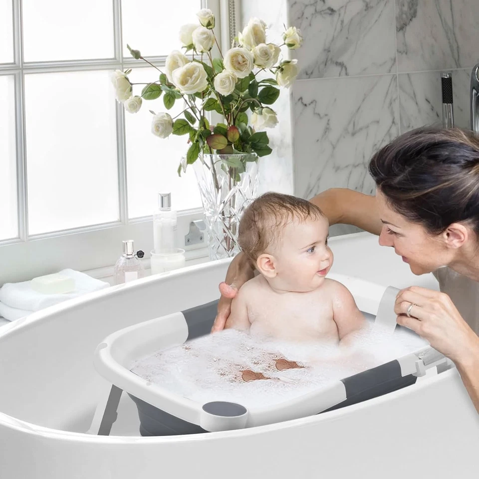 Faltbare Baby Badewanne Babywanne mit Badematte Badezimmer Set Für Familie DHL - Bild 3 von 4