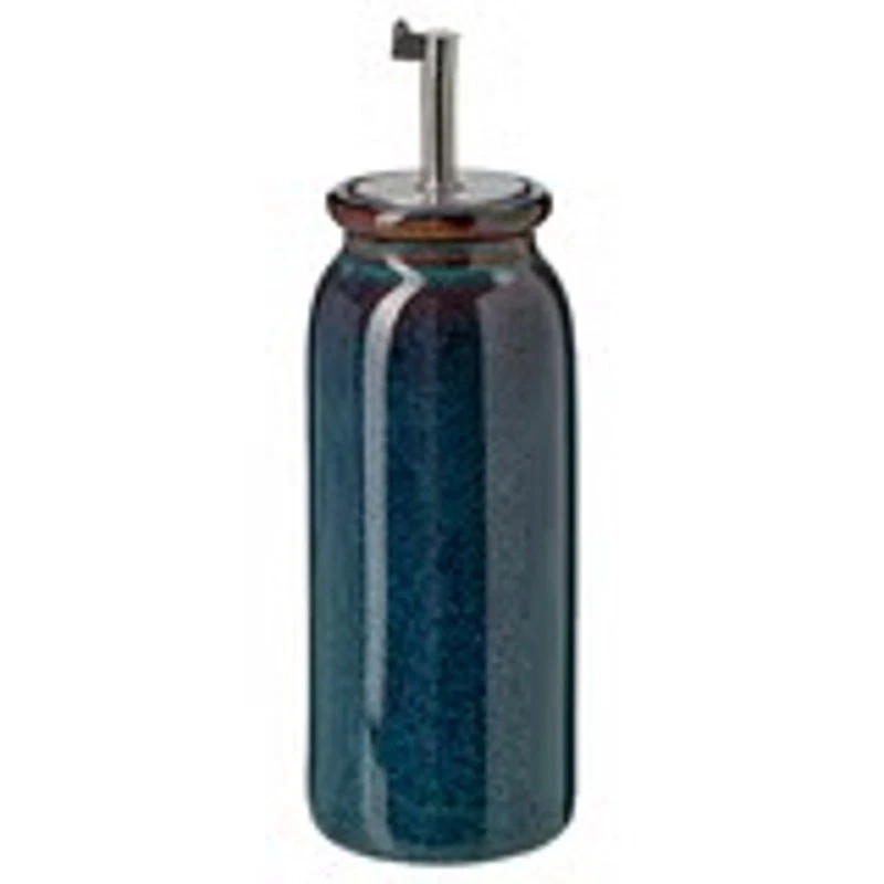 IKEA BRUGDHAJ Cosmos Blue Oil and Vinegar Stoneware Bottle
