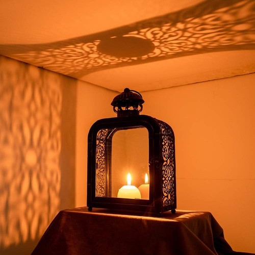 Candle Lantern Decorative Indoor & Outdoor, Vintage Metal Lanterns with Clear... - Picture 7 of 9