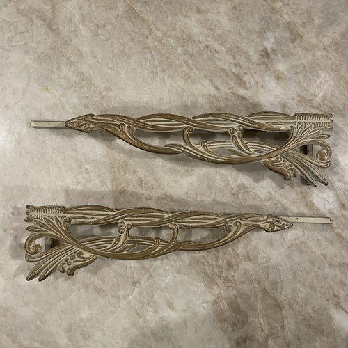 Vintage Metal Gold Tone Swing Arm Curtain Tiebacks - Picture 3 of 9