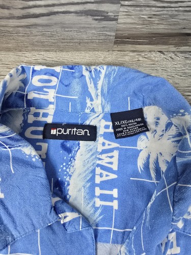 Hawaiian Puritan Men's Size XL Shirt Blue Aloha Hawaii Tropical Print Button Up - Picture 2 of 7