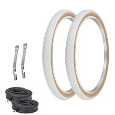 PRO TIRES 24 x 1.75 WHITE/GUM P-104A W/ HEAVYDUTY TUBES TIRE LEVERS