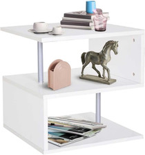 Libreria Bassa Scaffale 3 Ripiani in Legno MDF E Metallo Tavolino Caffè Laterale