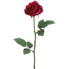 CC Home Furnishings 23" Artificial Single Long Stem Burgundy Blooming Rose Pick