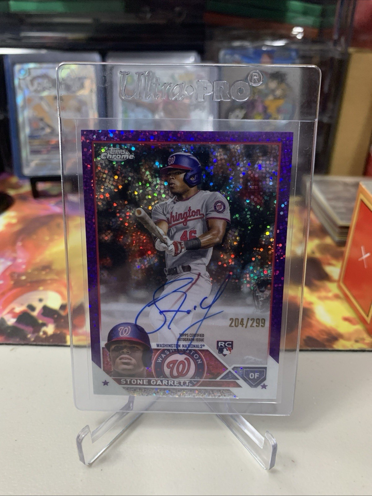 2023 Topps Chrome RC Auto  Stone Garrett Purple Speckle Refractor /299