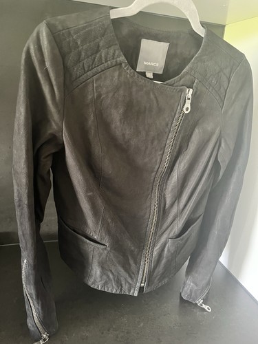 MARCS Women’s Black Soft Genuine Leather Crop Jacket ~ Size 8 Lined - Picture 3 of 12