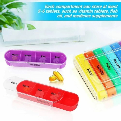 Portable Medicine Storage Containers 7 Days Pill Box Splitter Travel Use - Picture 7 of 16