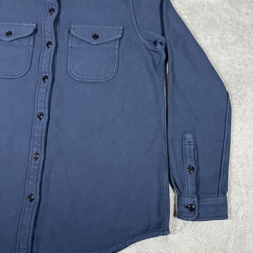 Camisa Manta Outerknown Para Hombres XS Azul Franela Bolsillos Abotonados Peso Pesado - Imagen 7 de 13