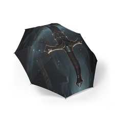 Ornate Sword Illustration Umbrella  Fantasy Blade Print, Foldable